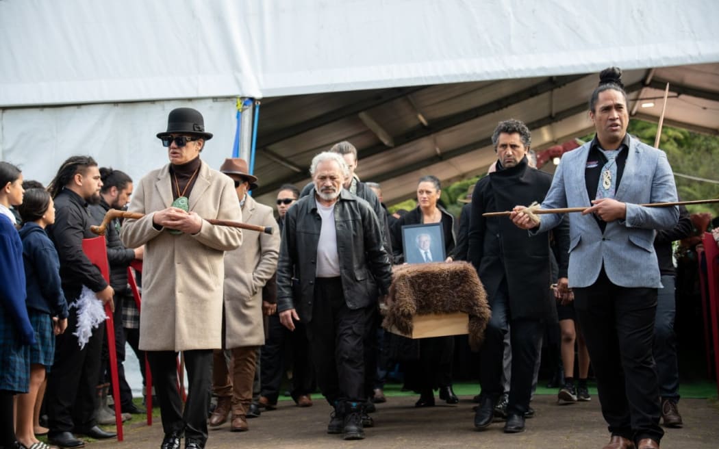 Mourners at Sir Toby Curtis' tangi.