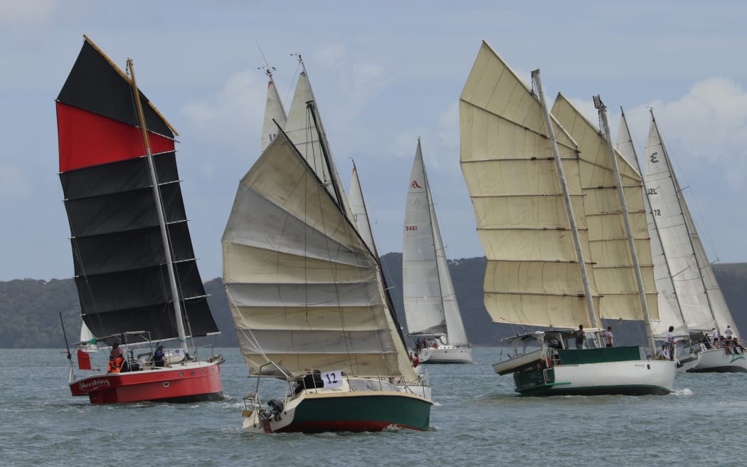 Last year's race was the first to have a division dedicated to junk-rigged vessels, including, from left, Shoestring, Gipsy Rose and Arcadian.