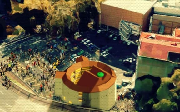 Pop-up Globe, Auckland, a full-scale working replica of London's Globe Theatre marking Shakespeare's 400th anniversary.