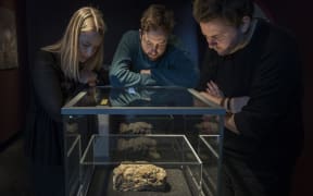 A piece of a fatberg that was discovered in Whitechapel, on display at The Museum of London.