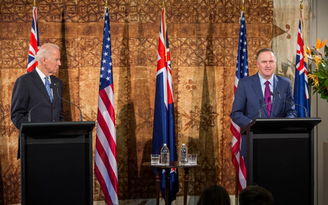 US Vice President Joe Biden and NZ Prime Minister John Key