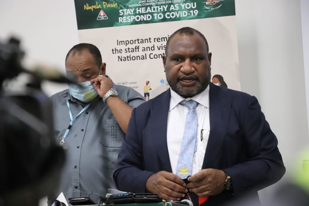 Papua New Guinea's Prime Minister James Marape addresses media regarding PNG's surge in covid-19 cases, 23 March 2021