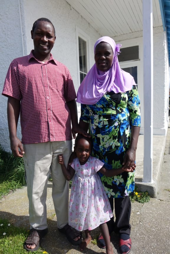 Abdi Korir, with wife Anne and daughter Latifa at their home in Balclutha.