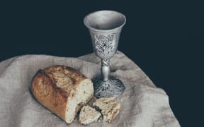Communion chalice and bread