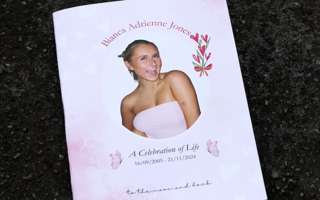 Bianca Jones - funeral sheet