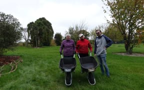 (From left) Julie Crook, Hayley Guglietta and Ashley Crook checking out the red zone land which will become part of the Richmond Communty Garden.