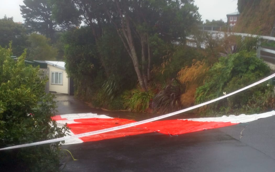 The scene on Wellington's Garden Road where a woman was fatally struck by a vehicle.