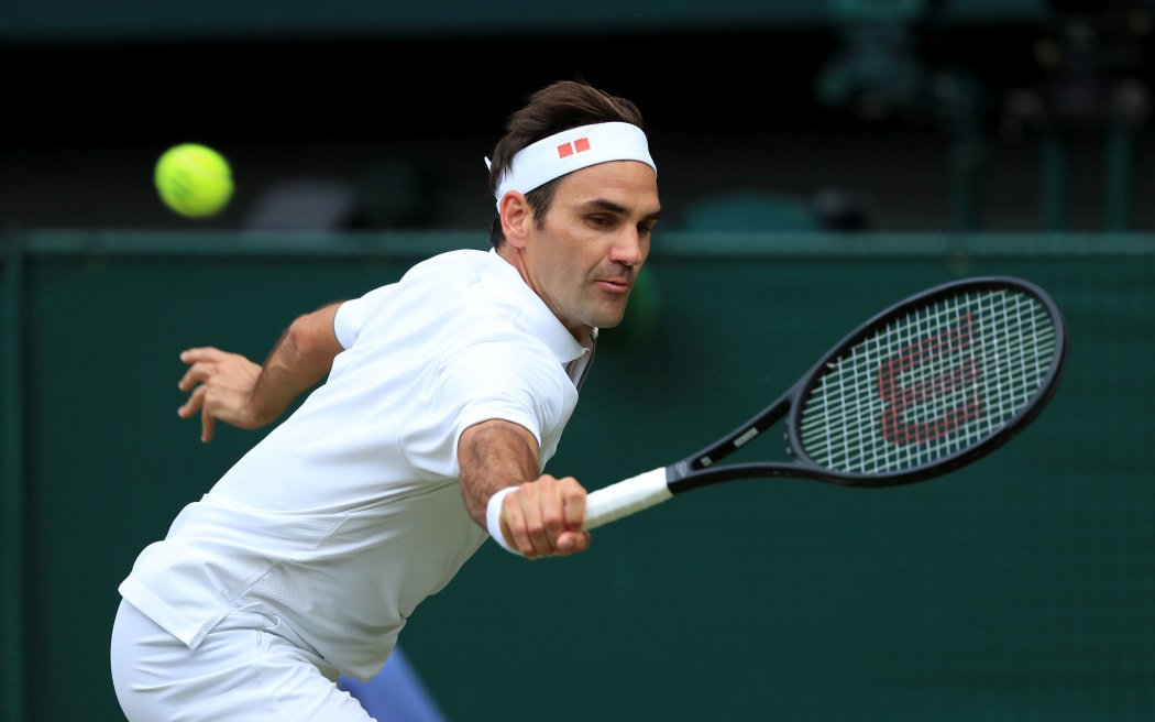 Roger Federer in action at Wimbledon.