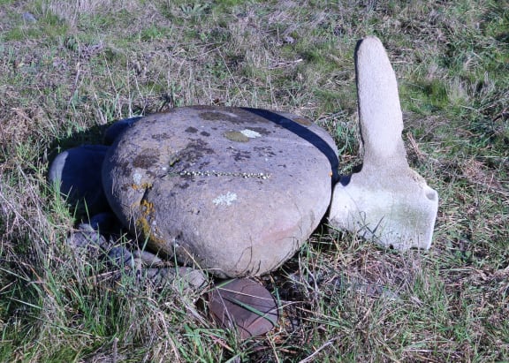The burial site of Aunty, a Polynesian women who was among the first people to step ashore in Aotearoa, is marked by a whale vertebra.