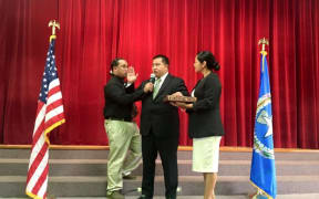 CNMI governor Ralph Torres being sworn in