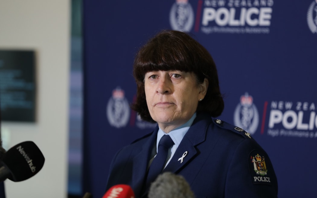 Counties Manukau District Commander Superintendent Jill Rogers talking to media after a man was shot by police in Papatoetoe.