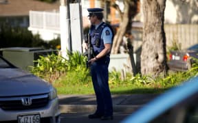Police at Reynella Drive in Massey, west Auckland.