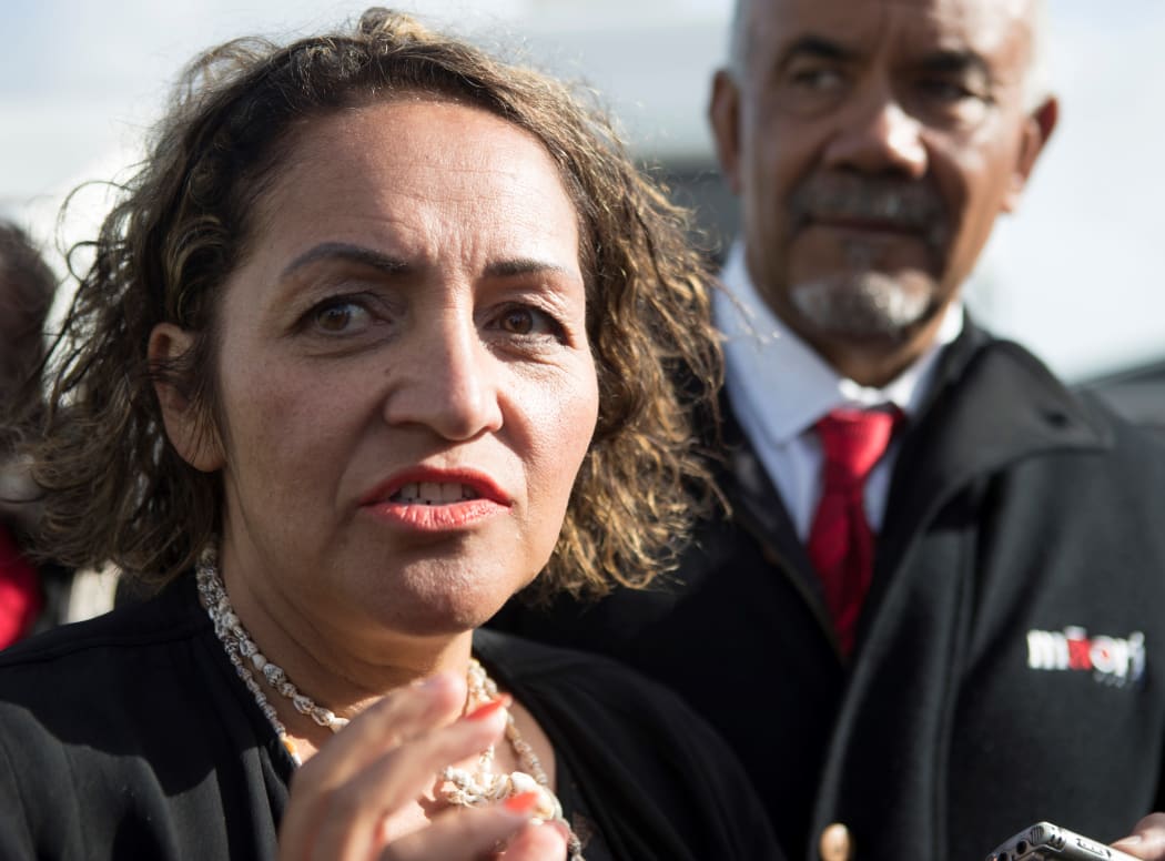 Marama Fox in the foreground and Te Ureroa Flavell.