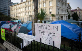Protesters' tents at Parliament grounds 25 February 2022.