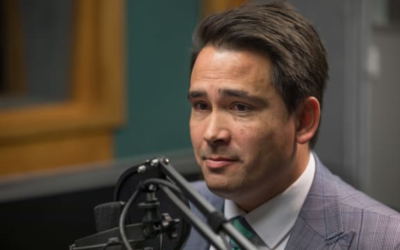 Simon Bridges in the RNZ Auckland studio for an interview on Morning Report.