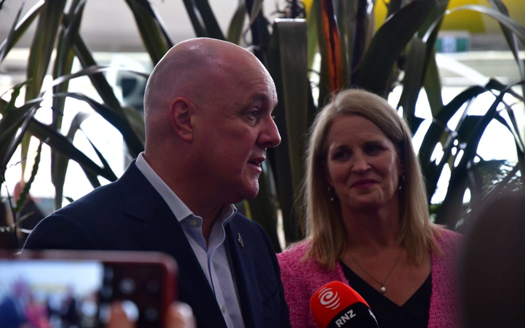 Prime Minister Christopher Luxon and Tourism and Hospitality Minister Louise Upston at Trenz in Rotorua.