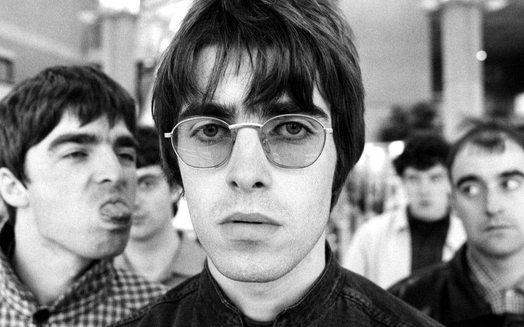 The Gallagher brothers getting on famously in the documentary Oasis: Supersonic