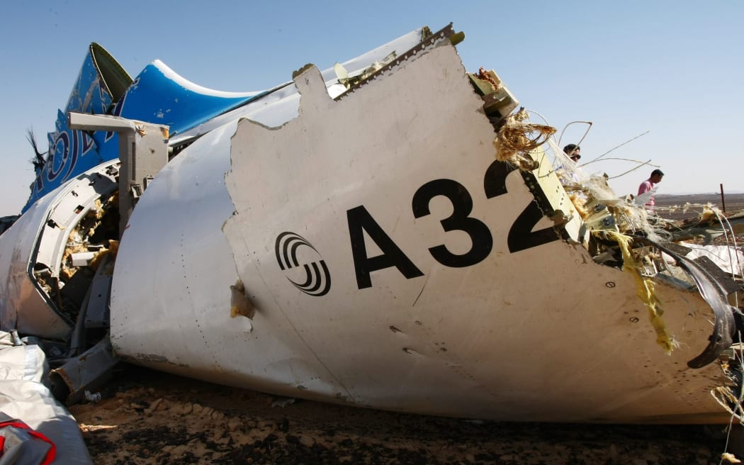 Wreckage of the Airbus A321 in the northern Sinai Peninsula.