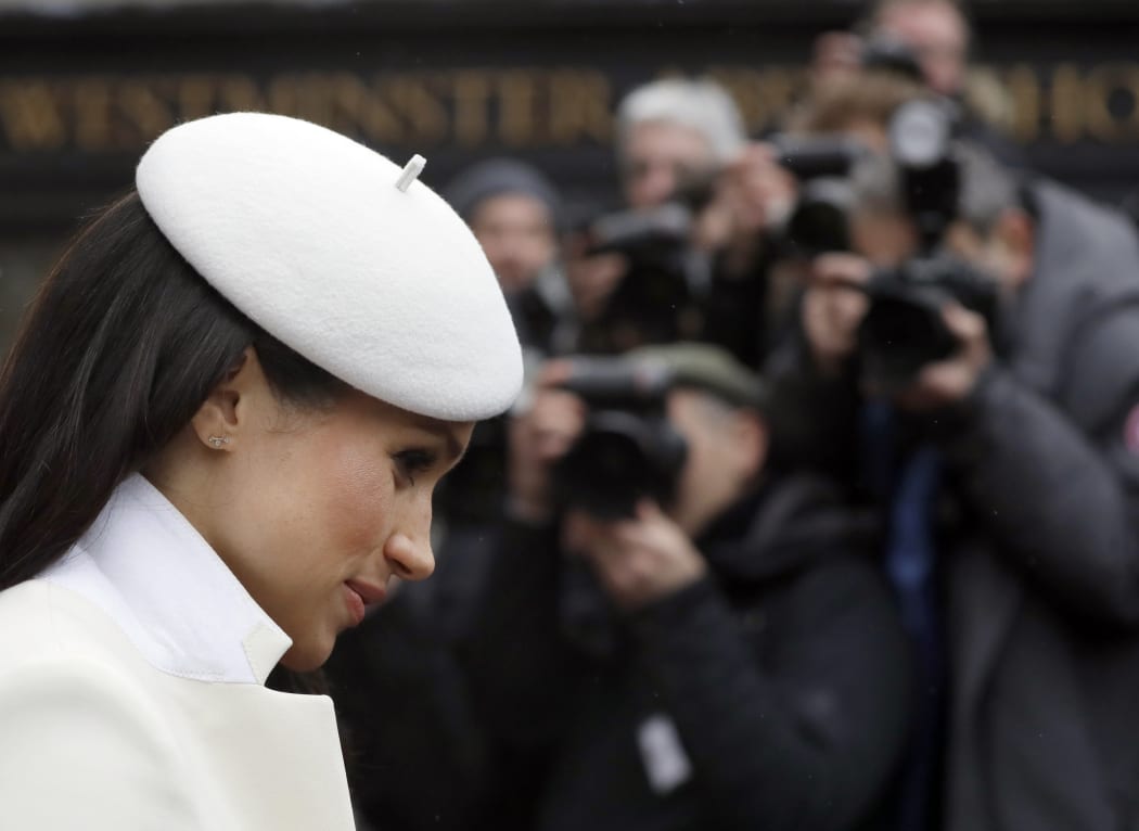 Photographers focus on former actress Meghan on March 12, 2018 after the announcement of her engagement to Prince Harry.
