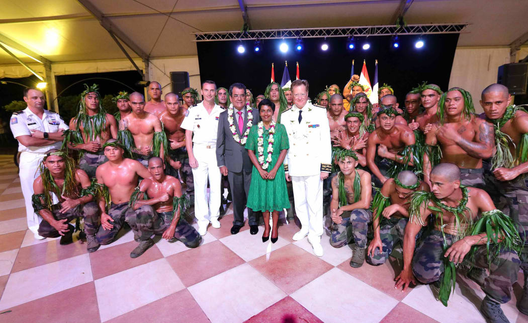 French overseas minister Ericka Bareigts (centre) during a visit to French Polynesia.