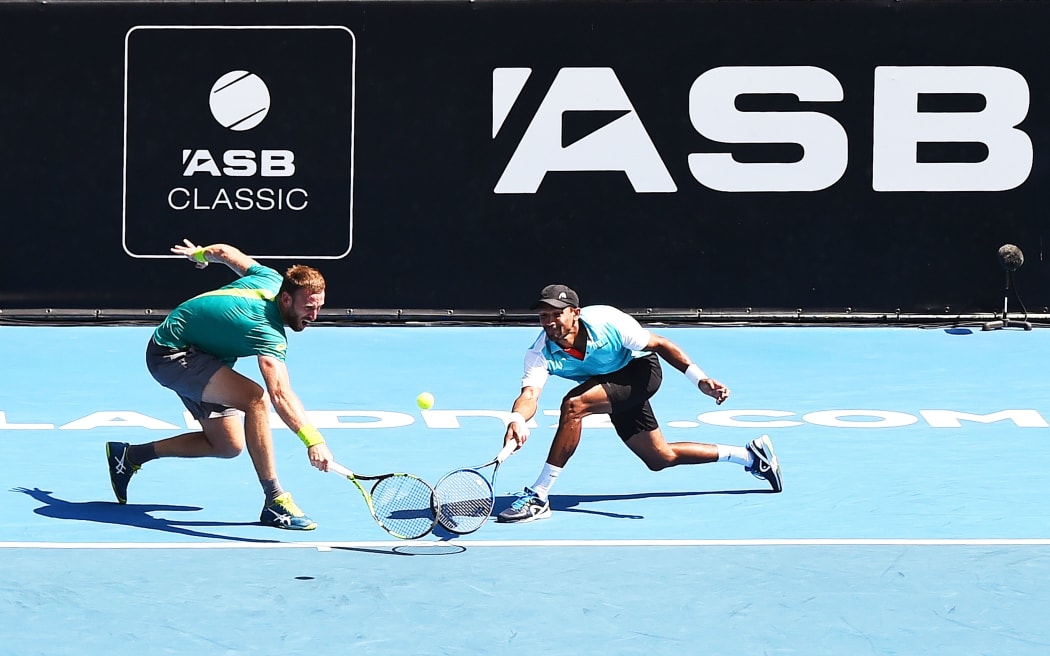 Michael Venus and Raven Klaasen during the ASB Classic ATP Men's Tournament Day 5 Semi Finals.