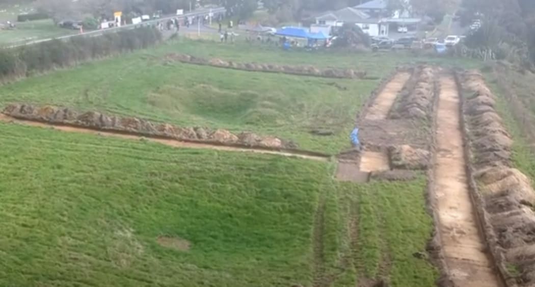 The site where the seven rua have begun to be dug up by a property development company.