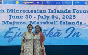 Guam Governor Lou Leon Guerrero with Marshall Islands President Hilda Heine.