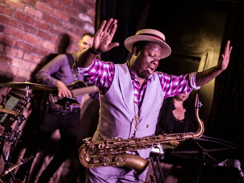 Saxophonist Thabani Gapara performing at Ponsonby Social Club