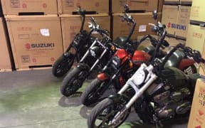 Motorcycles seized in the bust.
