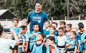 Young fans in Tonga ready to cheer Moana Pasifika on. Photo: Moana Pasifika