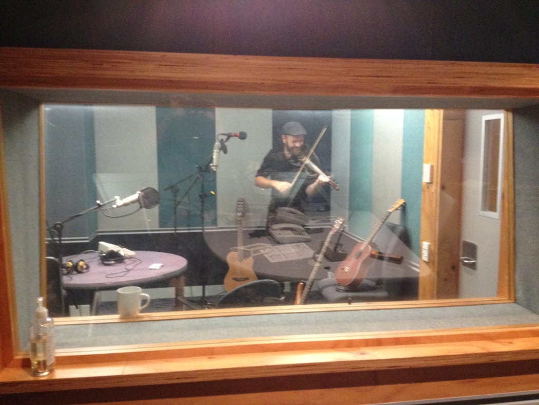 Musician Graeme James in an RNZ Auckland Studio