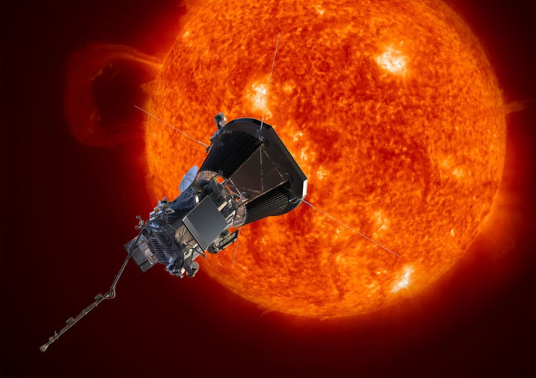 Artist’s concept of the Parker Solar Probe spacecraft approaching the sun