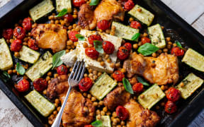 Kelly Gibney's chicken summer tray bake.