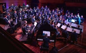 The Royal New Zealand Air Force Band performing at the Michael Fowler Centre, On Sunday, 25 September 2021.