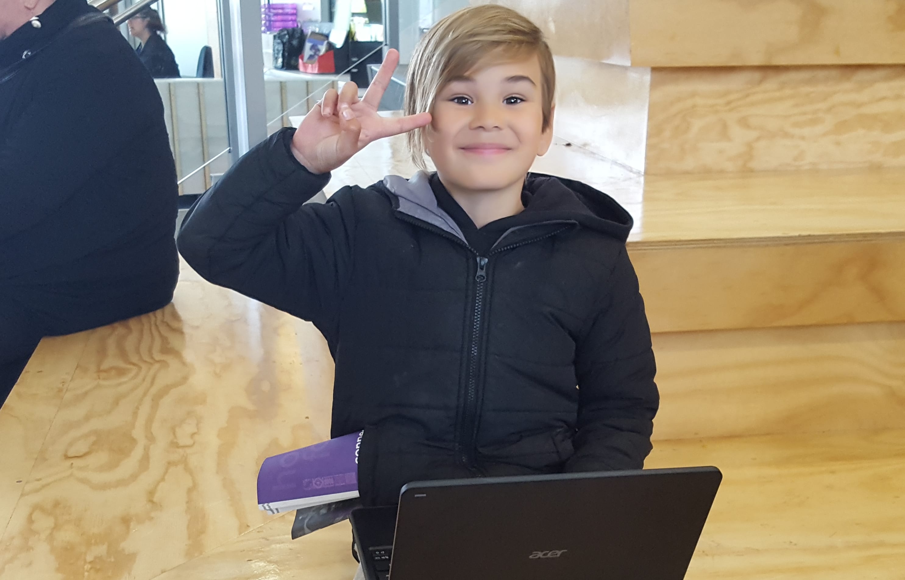 Seven-year-old Joseph Lawrence is one of the Haeata Community Campus students looking forward to accessing the internet at home under the new scheme.