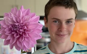 Ed Malcolm-Tait with his dahlia