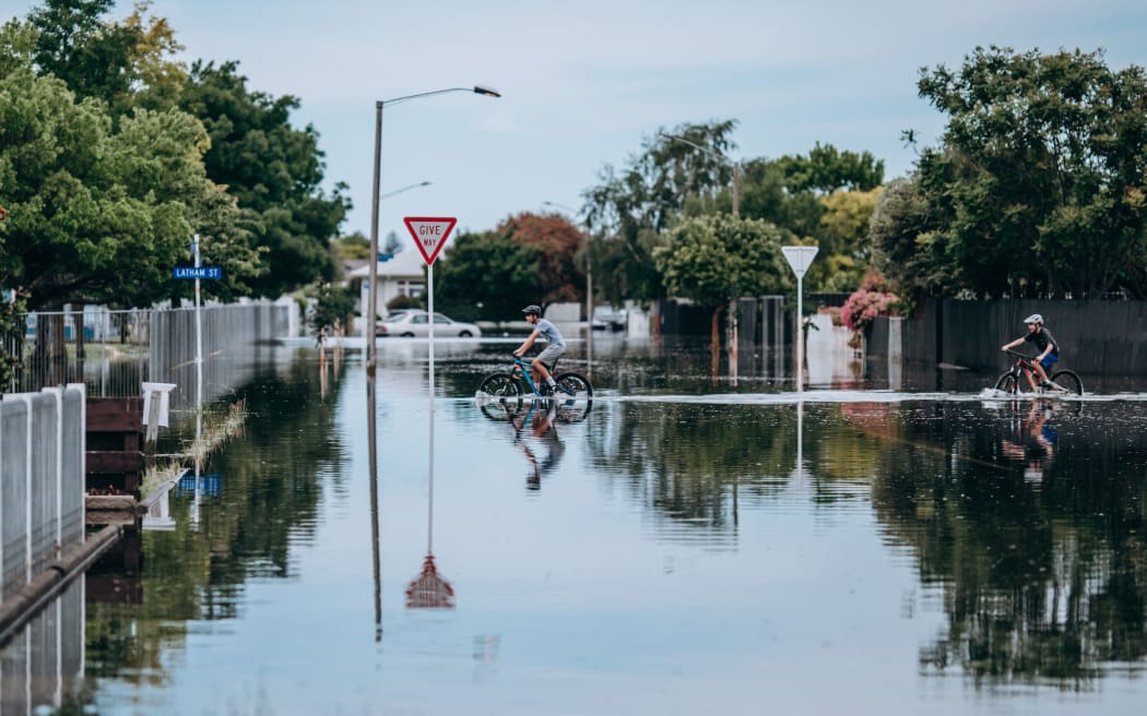 Napier flood - person bike