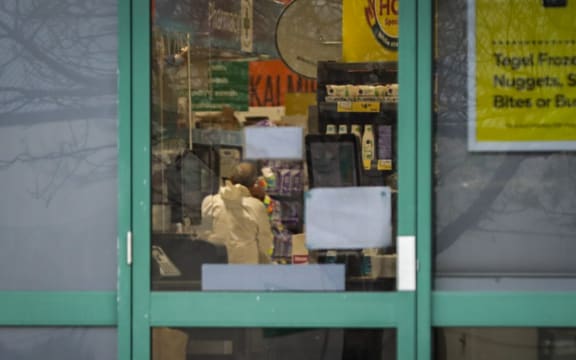 Scene investigations at Countdown on Cumberland Street, Dunedin after a stabbing.