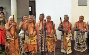 Some chiefs and orators of Malie village at the bestowal of the Malietoa title last month.