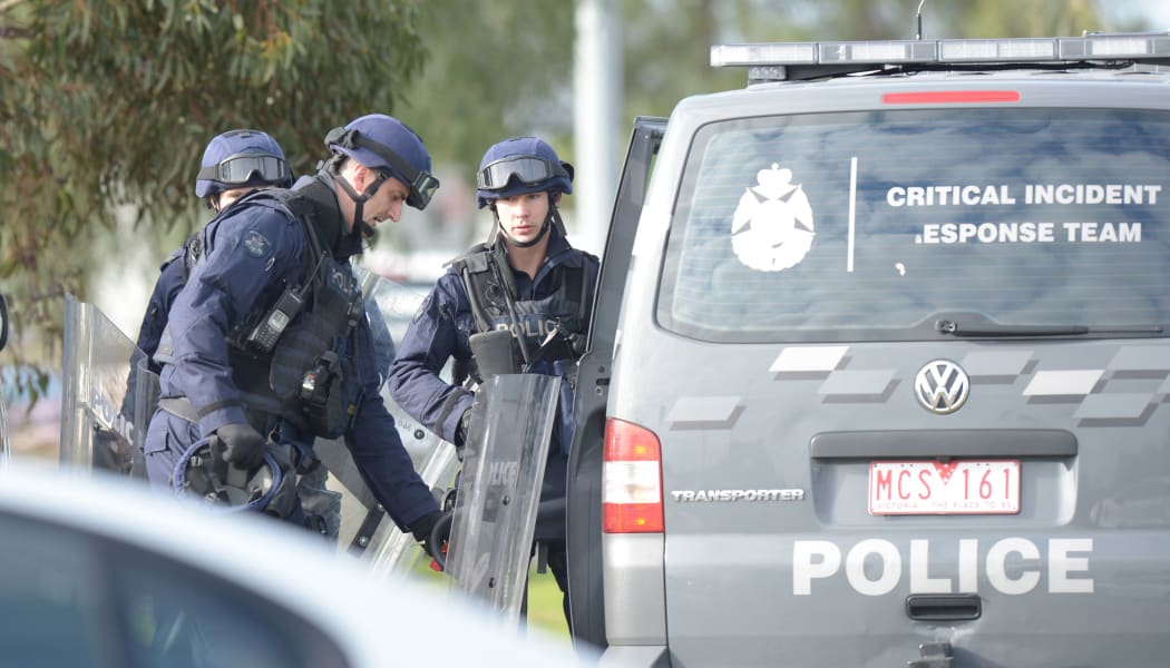 Police workers from the Critical Incident Response Team seen outside Ravenhall Prison in Melbourne, June 30, 2015.