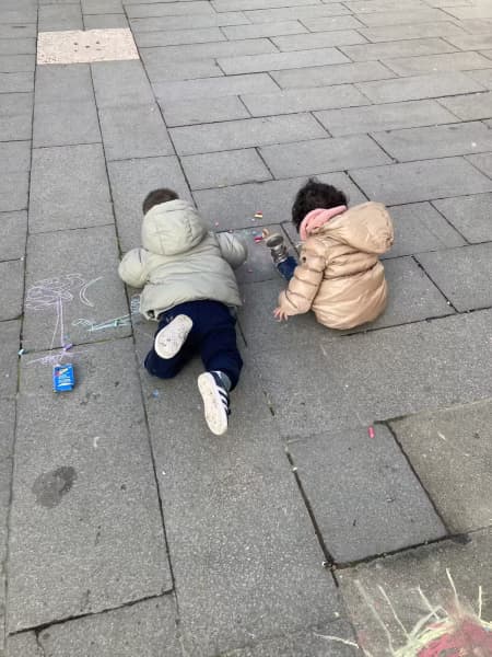 Children in Venice’s car-free piazza San Giacomo dell’Orio play ball, draw on pavements and chase each other.