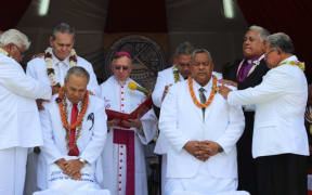 Governor Lolo Matalasi Moliga and Lieutenant Governor Lemamu Palepoi Sialega Mauga are sworn in a Fagatogo Pavilion in American Samoa 4th January, 2017.