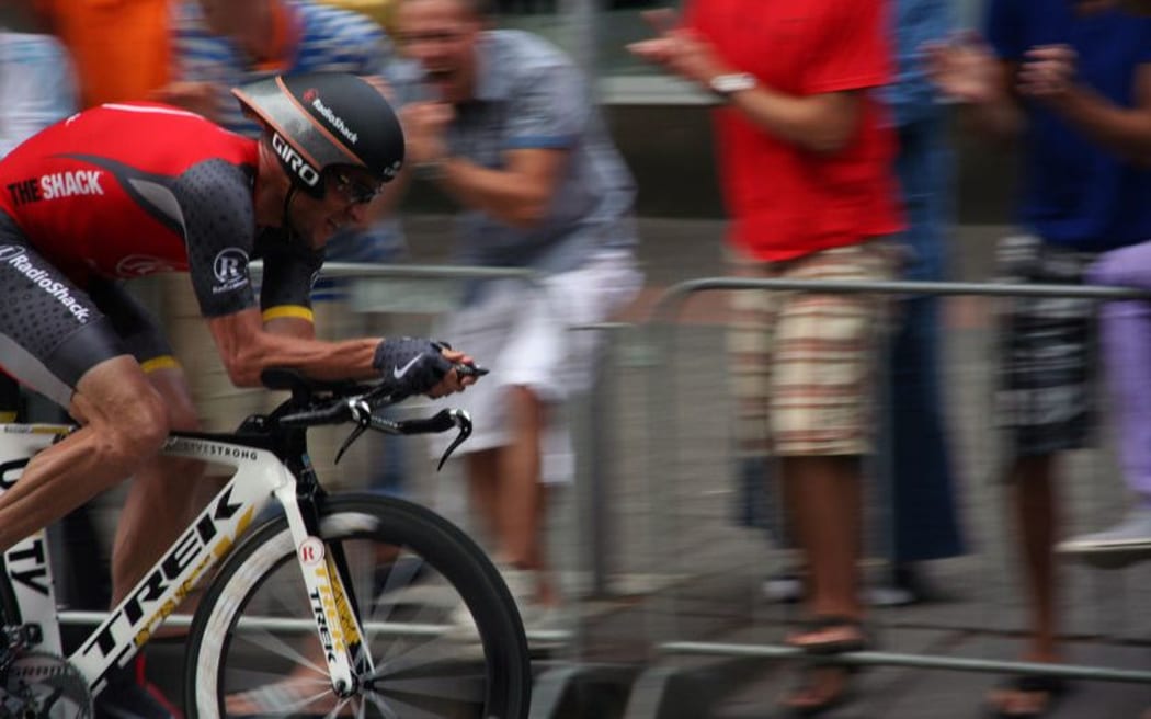 Lance Armstrong during the prologue of the Tour de France in 2010, Rotterdam.