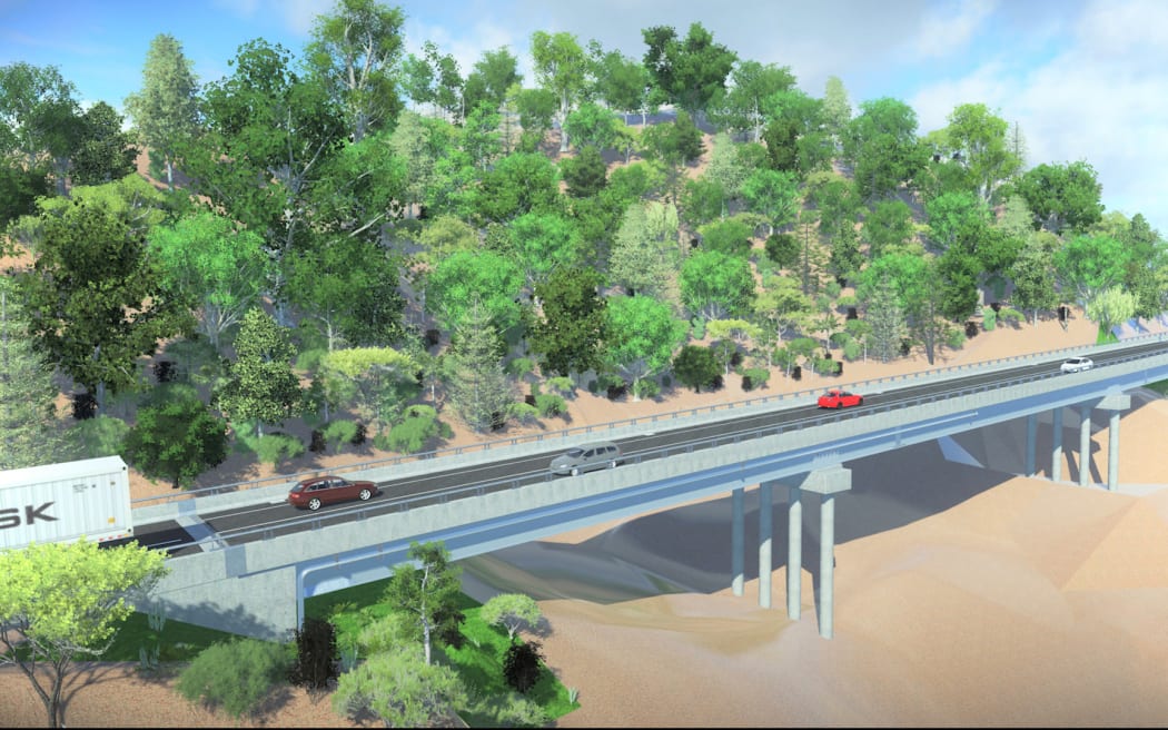 An artists representation of the new SH25A bridge.