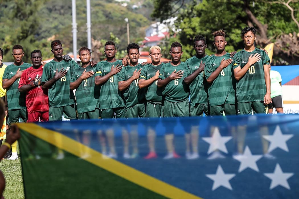 Solomon Islands sing their national anthem