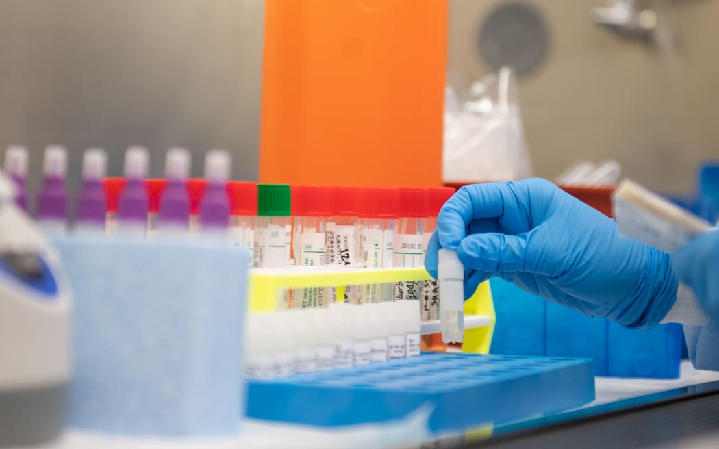 LAKE SUCCESS, NY - MARCH 11: A lab technician begins semi-automated testing for COVID-19 at Northwell Health Labs on March 11, 2020 in Lake Success, New York.