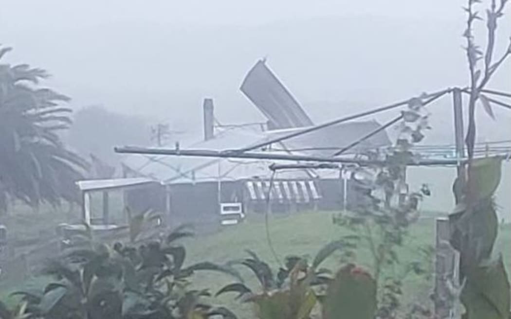 Roofing was ripped off and windows were blown out of Caroline Beaufort-Puna's farm cottage at Waikawa Beach, and a tank was lifted into the neighbour's paddock.