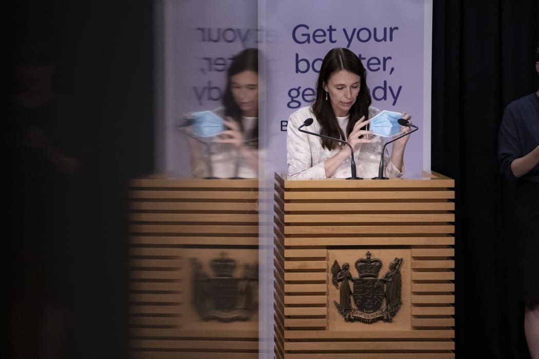 Prime Minister Jacinda Ardern gives an update on mask recommendations on 25 January, 2022.