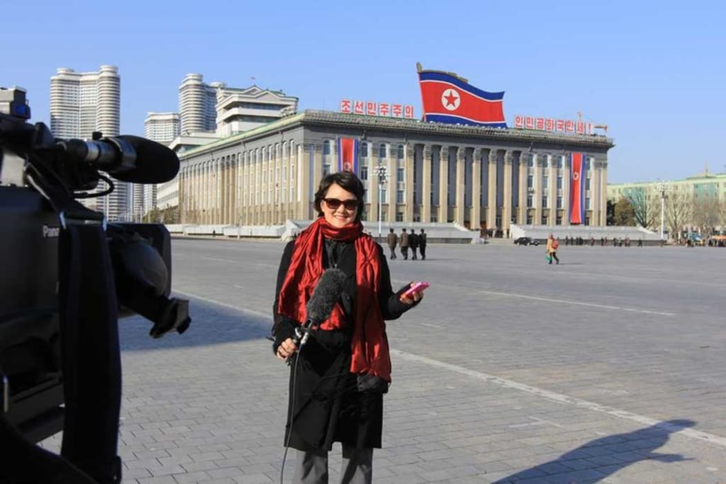 PYONGYANG, North Korea -- Jean H. Lee stands on Kim Il Sung Square in Pyongyang, North Korea. (Photo courtesy Jean H. Lee. All Rights Reserved)2