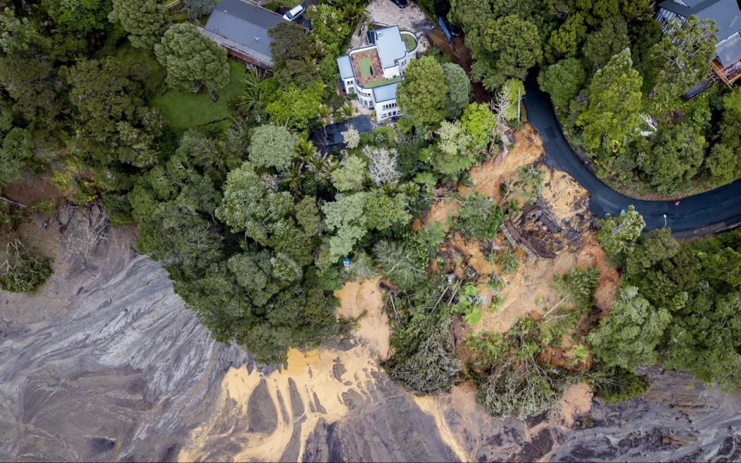 Slips around Titirangi after heavy rain lashed Auckland.